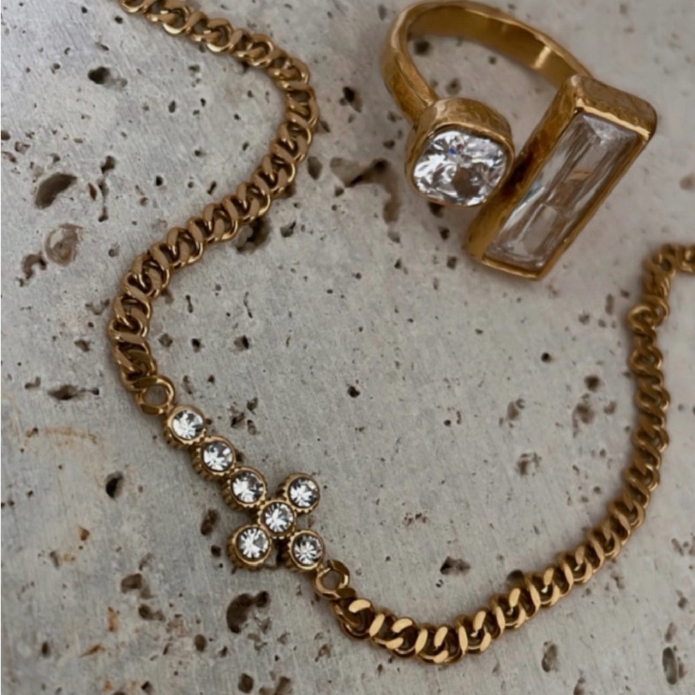 Gold-Tone Crystal Cross Bracelet waterproof